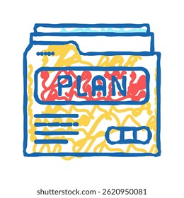 plan folder doodle icon sketch vector. plan folder sign. isolated symbol illustration