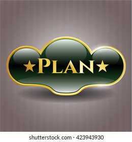 Plan gold emblem or badge