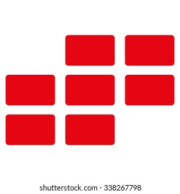 Plan Grid vector icon. Style is flat symbol, red color, rounded angles, white background.