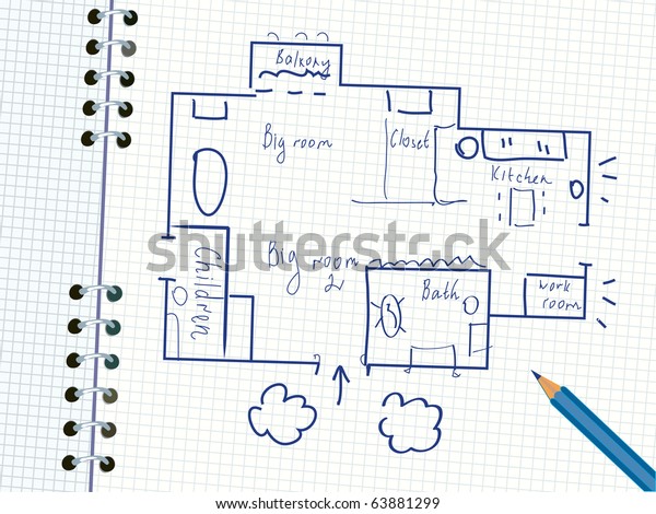 Plan House Notebook Stock Vector Royalty Free 63881299