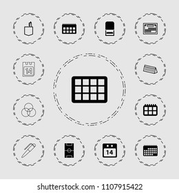 Plan icon. collection of 13 plan filled and outline icons such as 14 date calendar, football pitch, calendar, office room. editable plan icons for web and mobile.