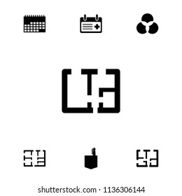 Plan icon. collection of 7 plan filled icons such as office room, calendar, circle intersection. editable plan icons for web and mobile.