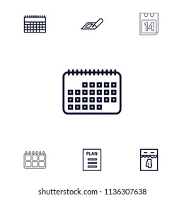 Plan icon. collection of 7 plan outline icons such as calendar, 4th date calendar. editable plan icons for web and mobile.
