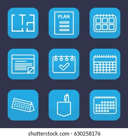 Plan icon. set of 9 outline plan icons such as office room, plan
