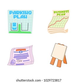 Plan icon set. Cartoon set of plan vector icons for web design isolated on white background