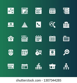 plan icon set. Collection of 25 filled plan icons included Trainer, Calendar, University, Deadline, Real estate, Coach, Schedule, Blueprint, Analytics, Agenda, Pyramid chart, Tasks