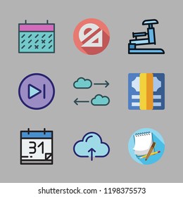 plan icon set. vector set about protractor, money, cloud computing and next icons set.