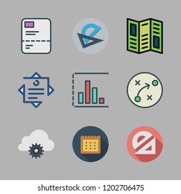 plan icon set. vector set about road map, cloud computing, bar chart and strategy icons set.