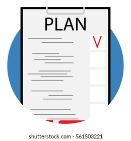 Plan icon vector flat. Business checklist, marketing document plan information illustration