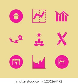 plan icon. plan vector icons set builder, first september calendar, descending graph and dollar house scales