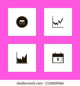 plan icons. march calendar and graph vector icons set