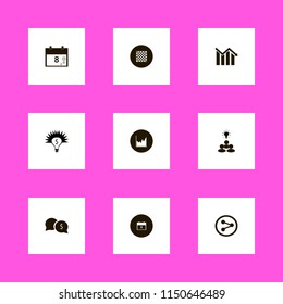plan icons. march calendar, graph, money speech bubbles and share sign vector icons set