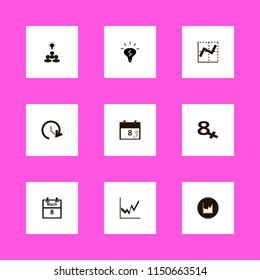 plan icons. money ideas, group idea, march calendar and update time vector icons set