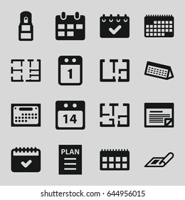 Plan icons set. set of 16 plan filled icons such as plan, calendar, office supply, 14 date calendar