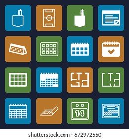 Plan icons set. set of 16 plan filled and outline icons such as office room, calendar, plan, 14 date calendar