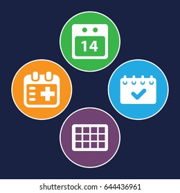 Plan icons set. set of 4 plan filled icons such as medical appointment, 14 date calendar