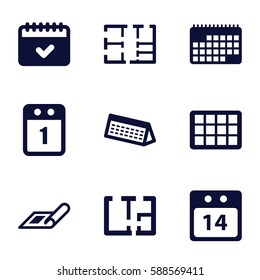 plan icons set. Set of 9 plan filled icons such as plan, calendar, 14 date calendar