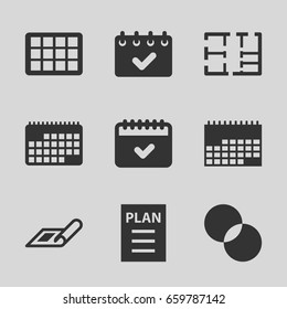 Plan icons set. set of 9 plan filled icons such as plan, circle intersection