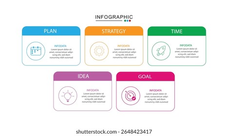 elemento infográfico de plano, modelo de projeto de infográfico de negócios com 5 opções ou etapas