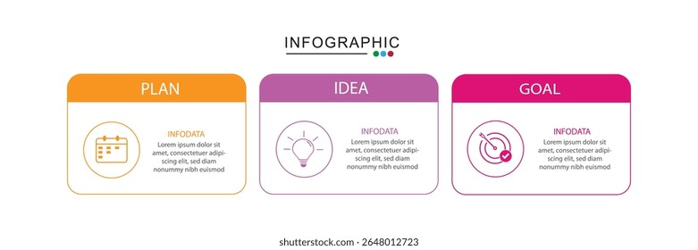 plan infographic element, Vector infographic design template with 3 options or steps, business infographic, 