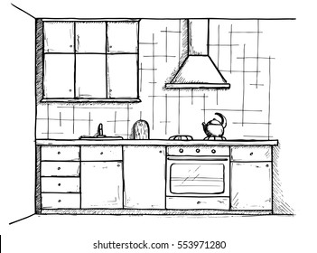 Plan kitchen. Vector illustration.