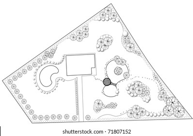 Plan Of Landscape And Garden Black And White