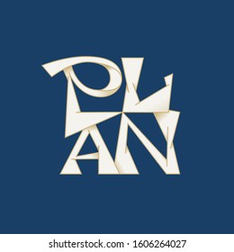Plan lettering for poster, t-shirt or logotype blue and white 