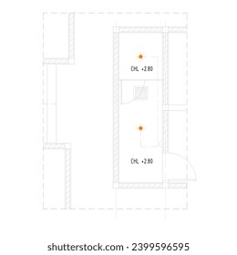 plan of light points and electrical installations in the room