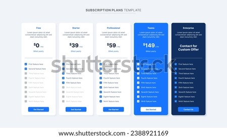 Plan Offer Price Package Subscription Comparison Table Chart Infographic Design Template