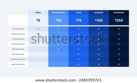 Plan Offer Price Package Subscription Comparison Table Chart Infographic Design Template