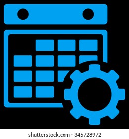 Plan Options vector icon. Style is flat symbol, blue color, rounded angles, black background.
