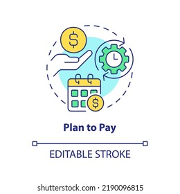Plan to pay concept icon. Expenses management. Saving for college tip abstract idea thin line illustration. Isolated outline drawing. Editable stroke. Arial, Myriad Pro-Bold fonts used