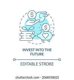 Plan pension in advance concept icon. Create retirement fund abstract idea thin line illustration. Saving money for future. Investment profit. Vector isolated outline color drawing. Editable stroke