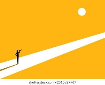Plan personal future. Businessman looks to his own path