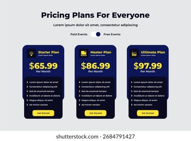 final da interface de usuário de design do modelo de tabela de preços do plano