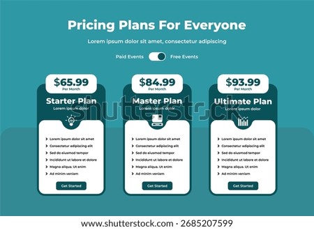 plan pricing table template design