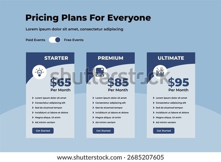 plan pricing table template design