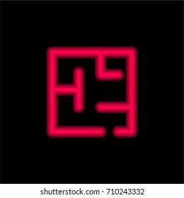 Plan red glowing neon ui ux icon. Glowing sign logo vector