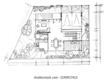 Plan Residential Building2d Illustration Stock Vector (Royalty Free ...