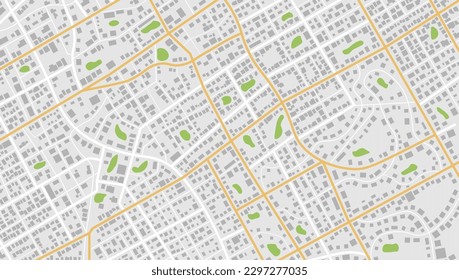 Plan with road and buildings. Abstract city maps, background. Top view, view from above. Fictional district plan. Quarter residential buildings. Vector, illustration isolated on white.