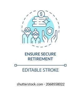 Plan safe retirement concept icon. Emergency fund creation abstract idea thin line illustration. Sustained retirement income. Pension budget. Vector isolated outline color drawing. Editable stroke