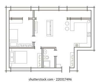 Plan Sketch Of Two Bedroom Apartment