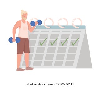 Plan of sports exercises semi flat color vector character. Editable figure. Full body person on white. Gym agenda simple cartoon style illustration for web graphic design and animation