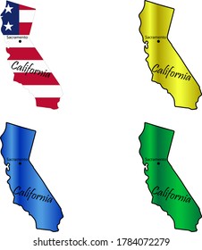 The plan of the state of California. A set of multi-colored vector images.