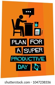 Plan For A Super Productive Day Poster In Flat Style Retro Design