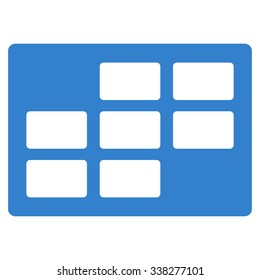 Plan Table vector icon. Style is flat symbol, cobalt color, rounded angles, white background.