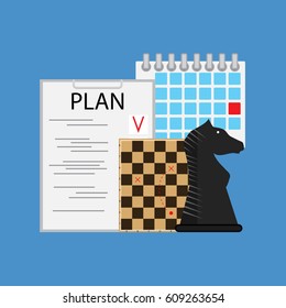 Plan tactic and strategy business. Organization success project, vector illustration