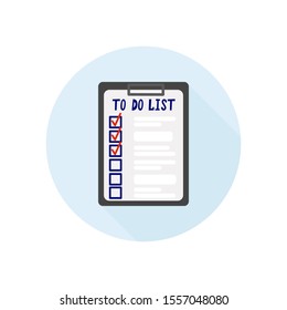 Plan, to-do list, promises, goals. List on a piece of paper on a tablet. Flat vector isolated on white. Completed business. New goals for the new year.