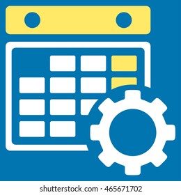Plan Tools vector icon. Style is bicolor flat symbol, yellow and white colors, rounded angles, blue background.