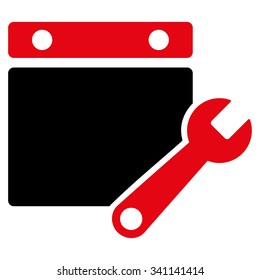 Plan Tuning vector icon. Style is bicolor flat symbol, intensive red and black colors, rounded angles, white background.